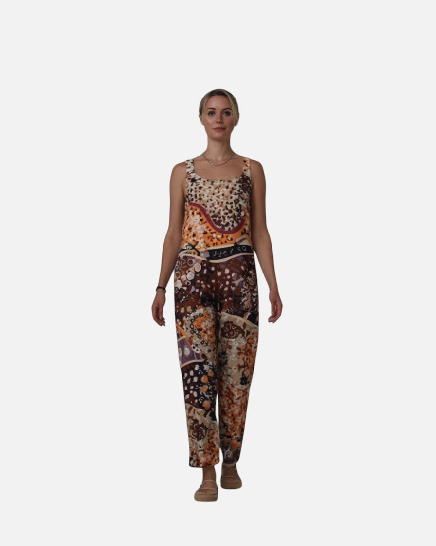 Kajakøbenhavn | Jumpsuit med geometrisk mønster og kunsttryk til kvinder, vintage, vide ben