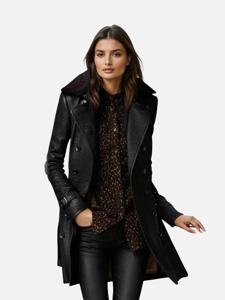 Freja | Elegant 3/4 Læderfrakke