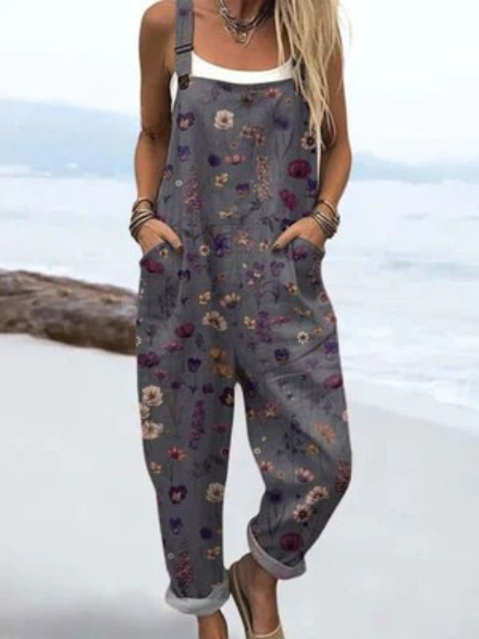 Fresakøbenhavn | Jumpsuit med vintage blomster og kunsttryk