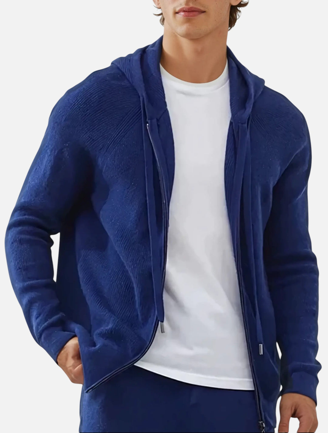 Cashmere Strik Zip Vest - Intens Blå