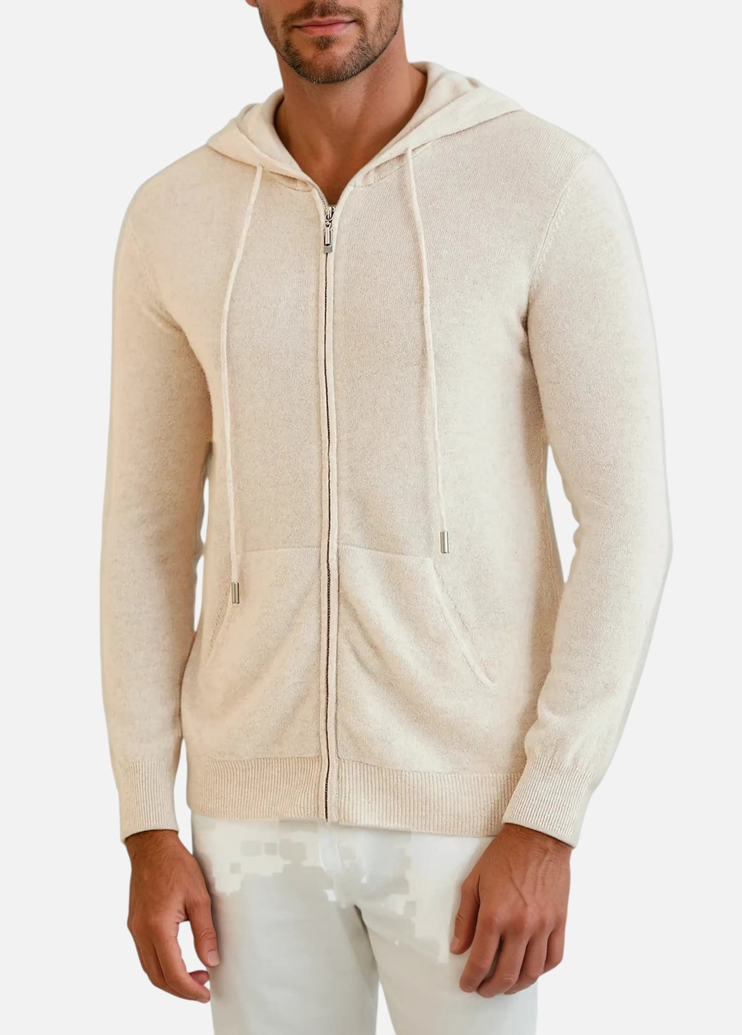 Cashmere Strik Zip Vest - Crème Beige