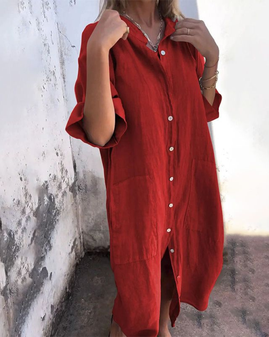 Melanie™ – Boheme Skjortekjole i Ibiza-Stil