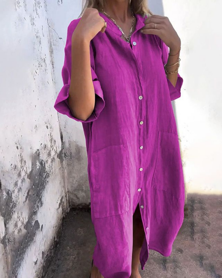 Melanie™ – Boheme Skjortekjole i Ibiza-Stil