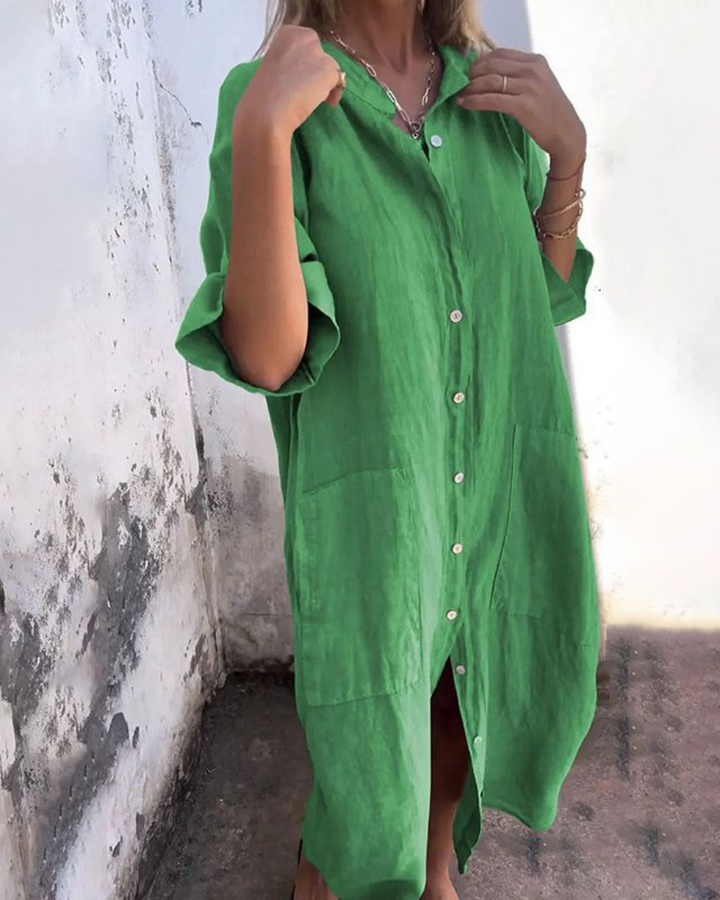 Melanie™ – Boheme Skjortekjole i Ibiza-Stil