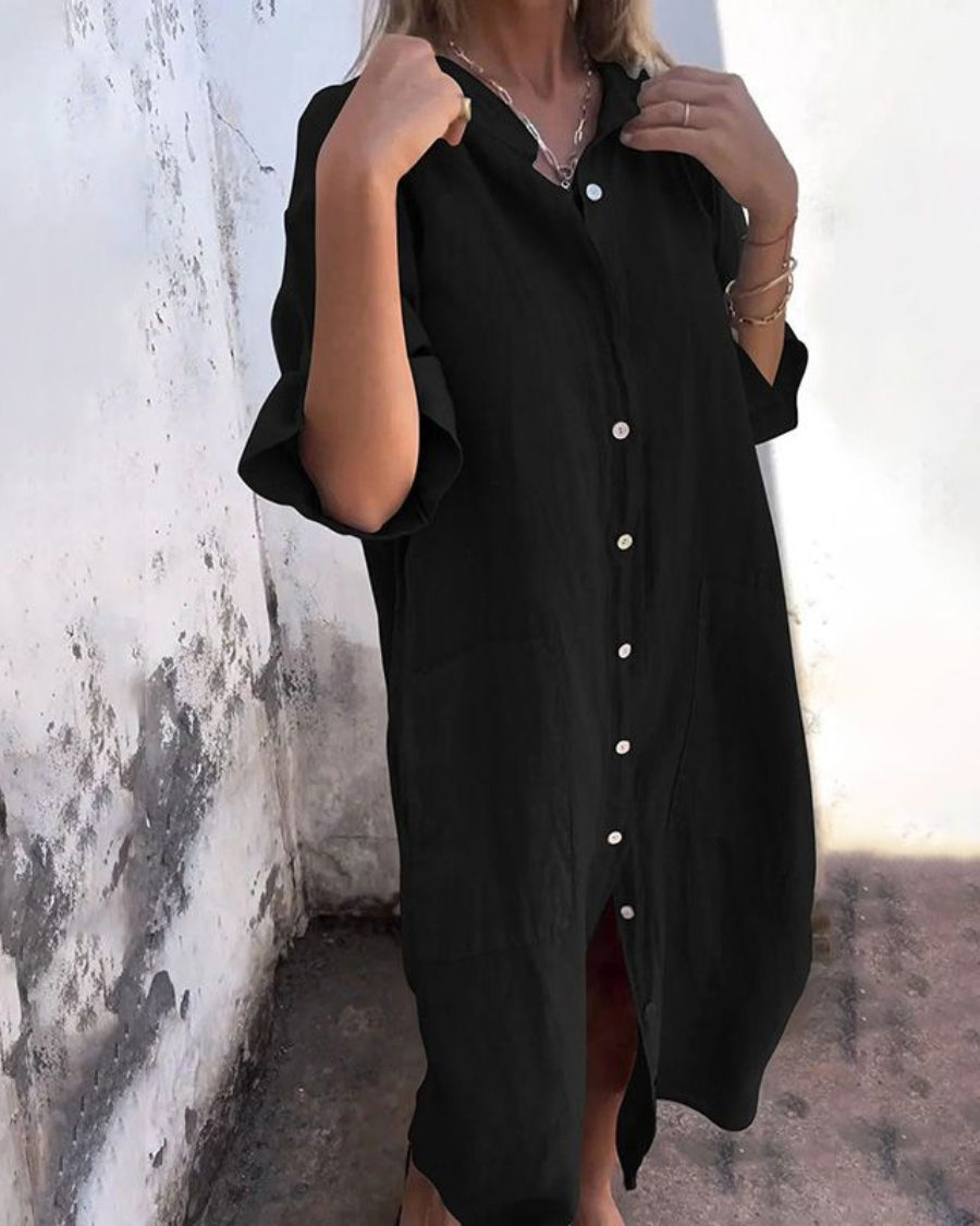 Melanie™ – Boheme Skjortekjole i Ibiza-Stil