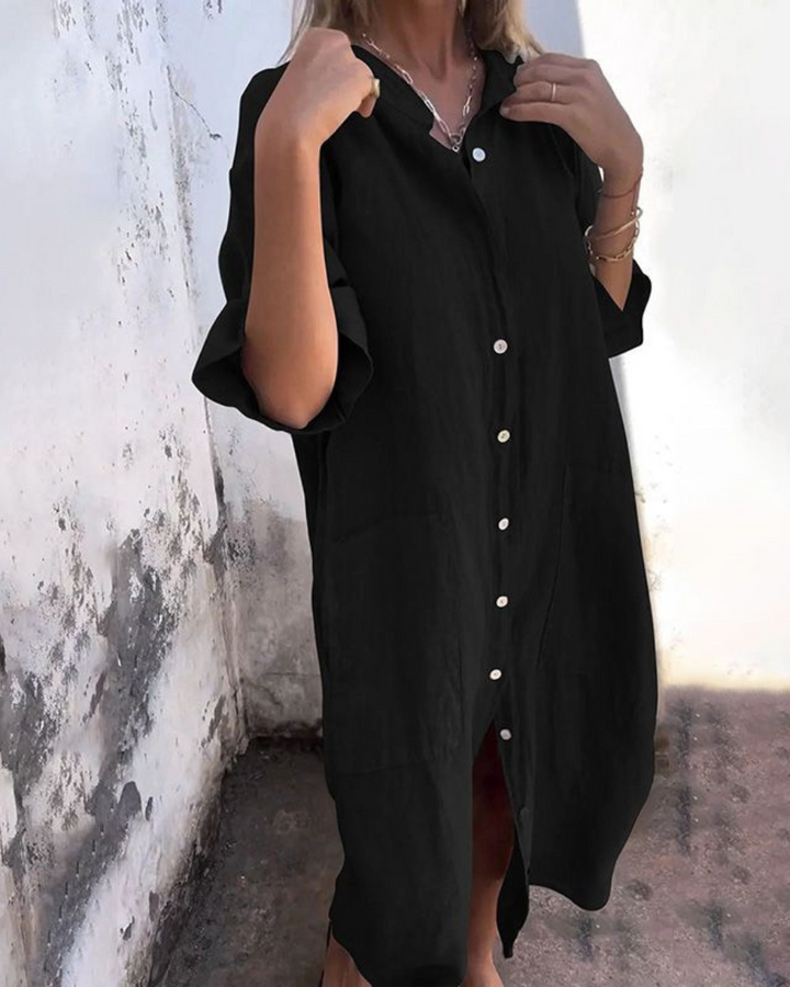 Melanie™ – Boheme Skjortekjole i Ibiza-Stil