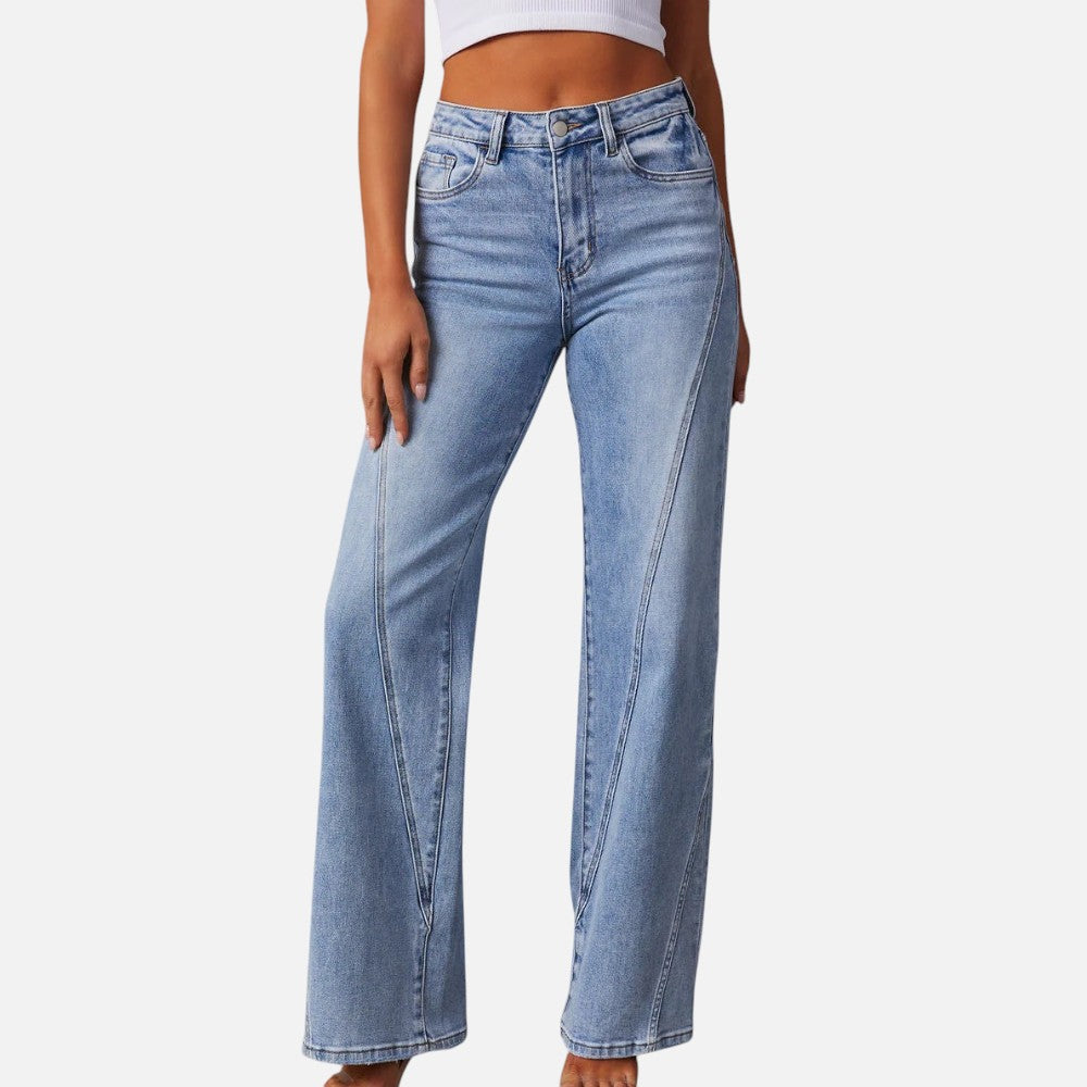 Astrid | Stilfulde Højtaljede Jeans med Brede Ben