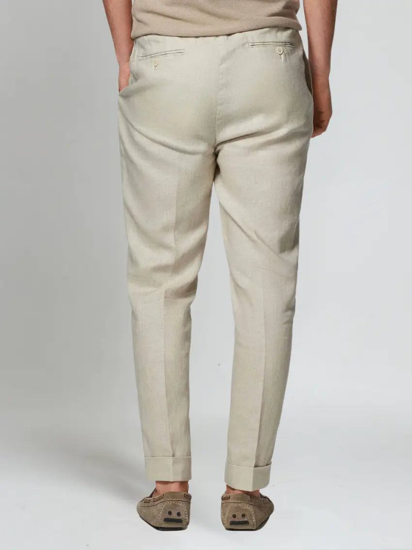 Seaside Linned Bukser - Beige