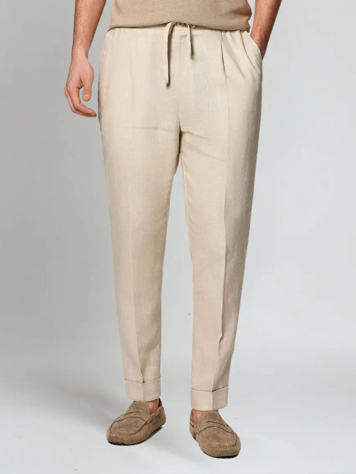 Seaside Linned Bukser - Beige