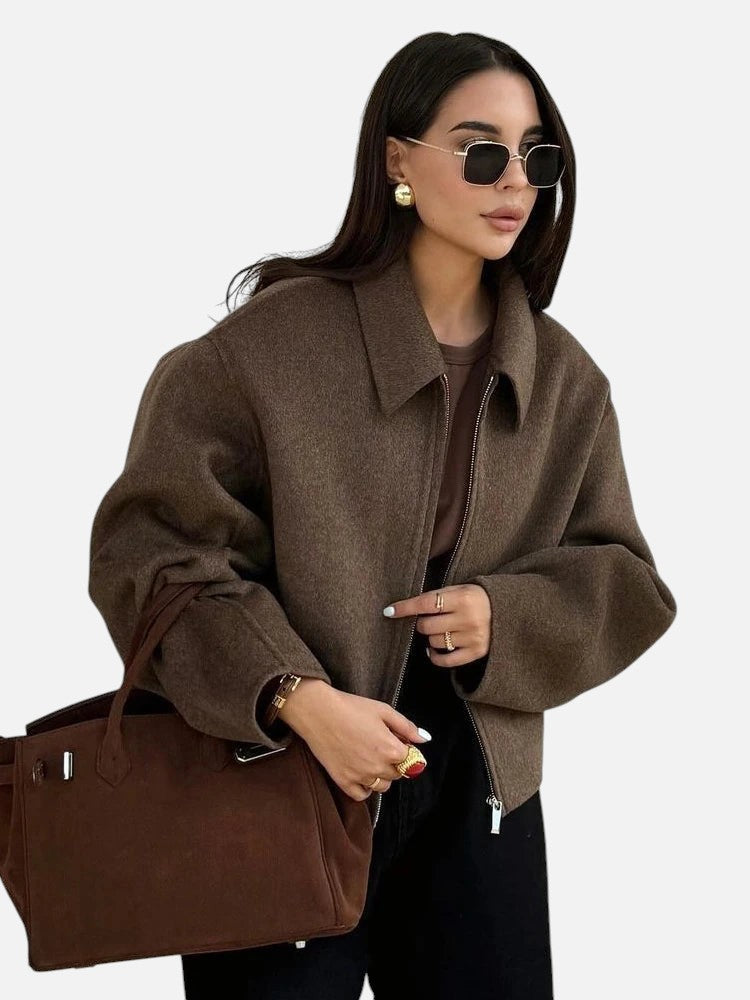 Margaret™ | Elegant Brun Uldjakke