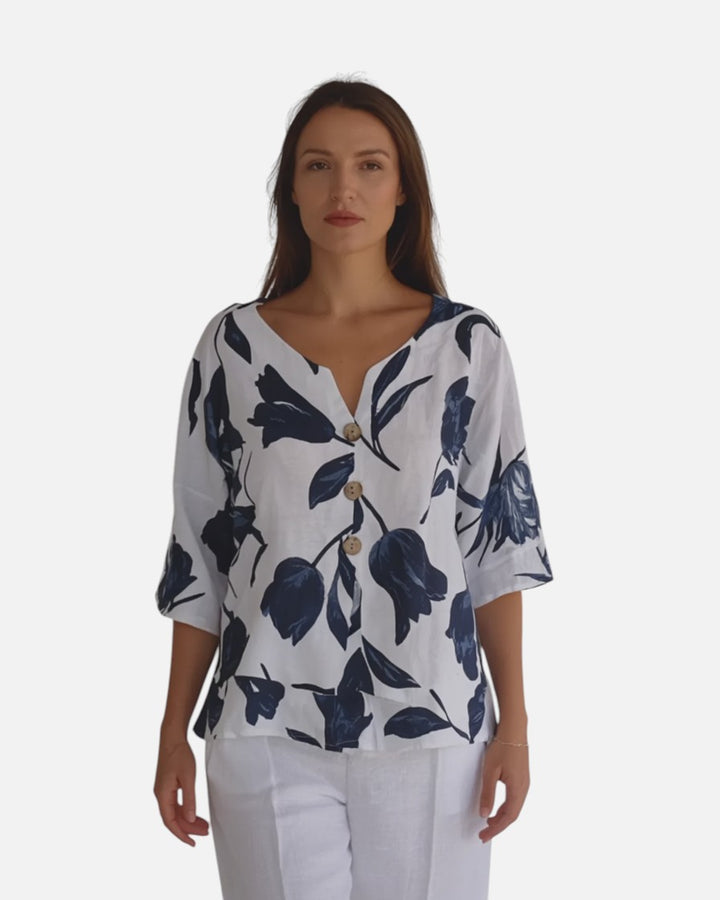 Ellen™ | Bluse skjorte med blomstermønster