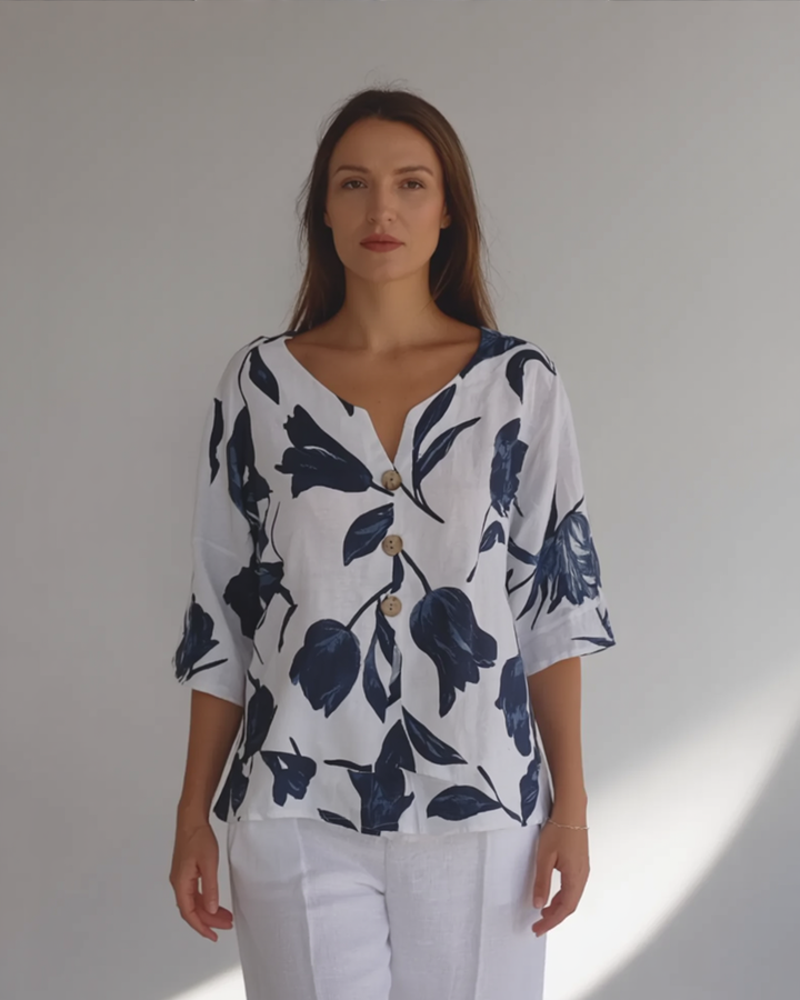 Ellen™ | Bluse skjorte med blomstermønster