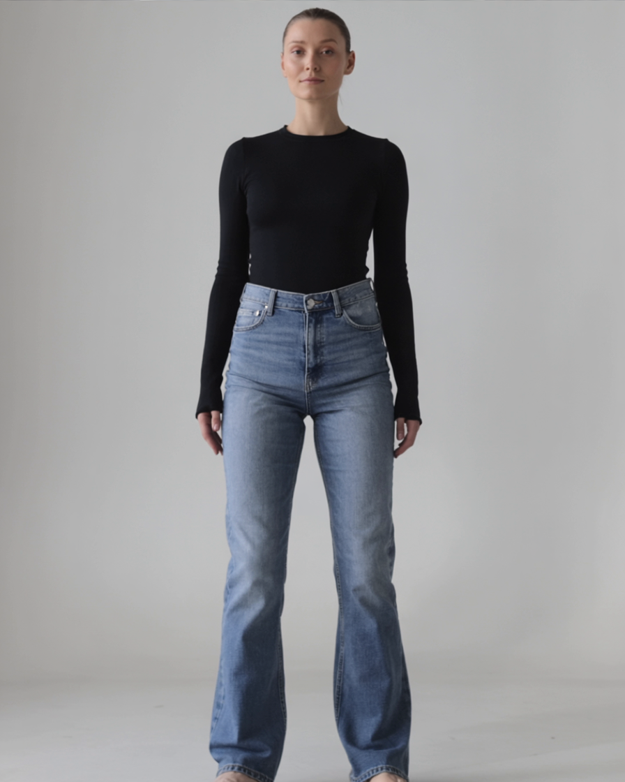 Edna | Stilfulde Højtaljede Jeans med Brede Ben