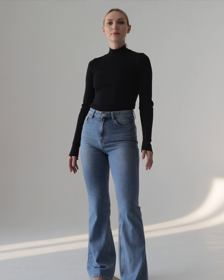 Edna | Stilfulde Højtaljede Jeans med Brede Ben