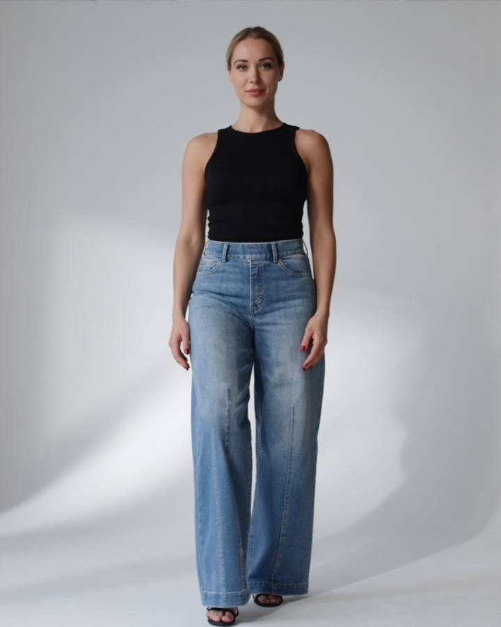 Nora | Højtaljede Denimjeans med Brede Ben