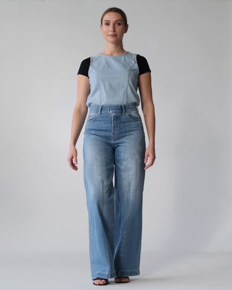 Nora | Højtaljede Denimjeans med Brede Ben