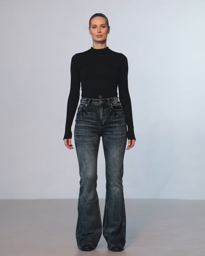 Edna | Stilfulde Højtaljede Jeans med Brede Ben