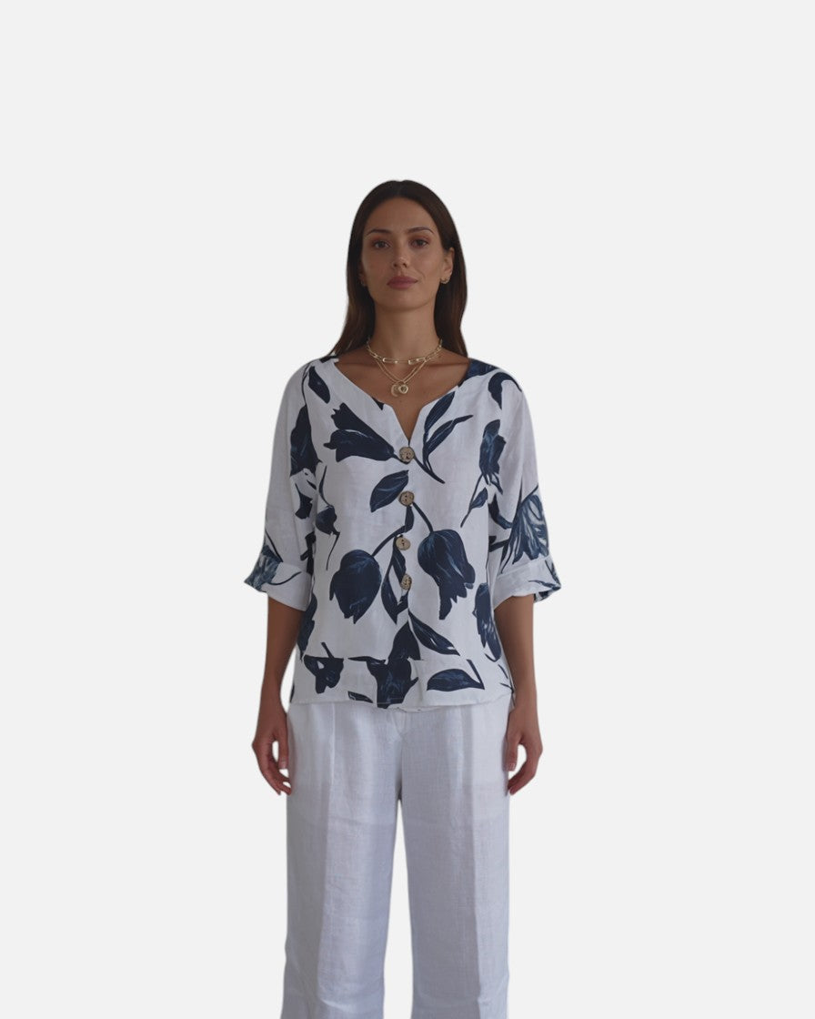 Ellen™ | Bluse skjorte med blomstermønster
