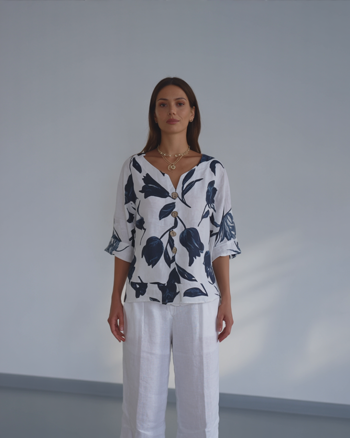 Ellen™ | Bluse skjorte med blomstermønster