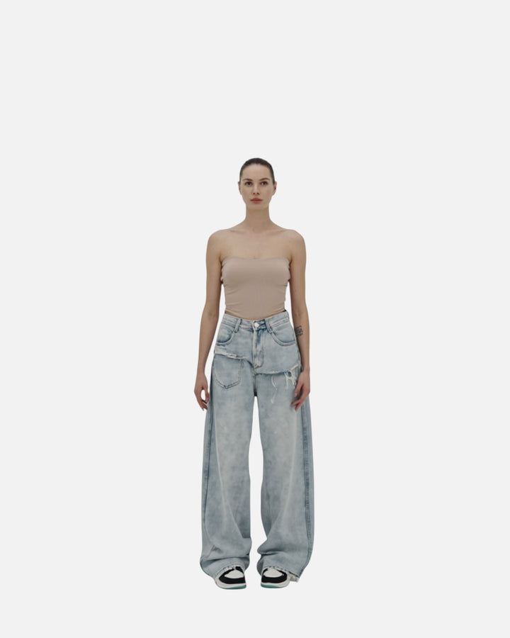 Serina | Stilfulde Distressed Jeans med Brede Ben