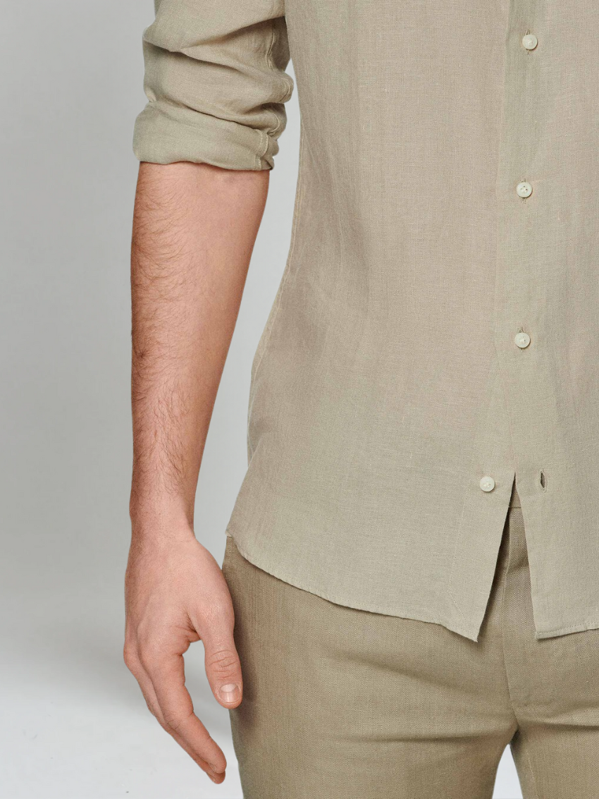 Essentielt Linned Skjorte - Khaki
